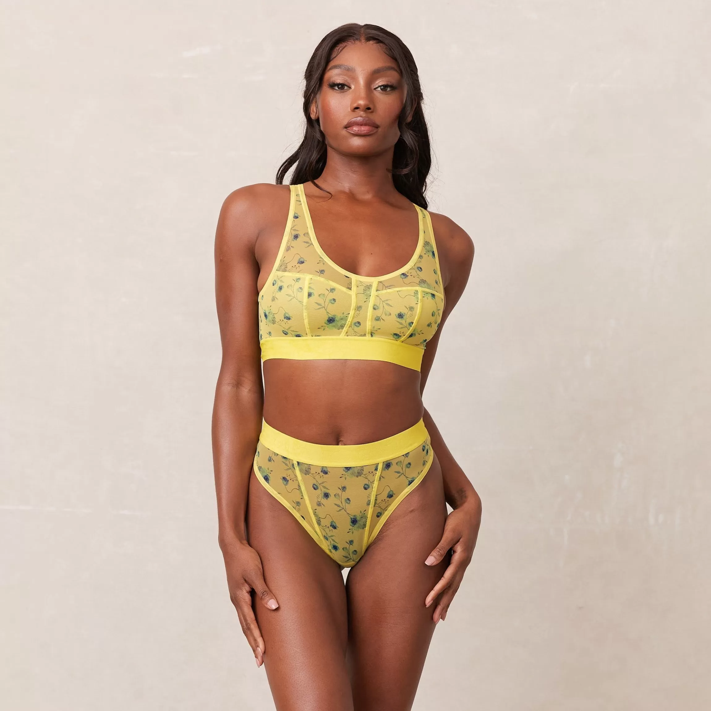 Kvinna Lounge Underwear Floral Mesh Balcony Bh