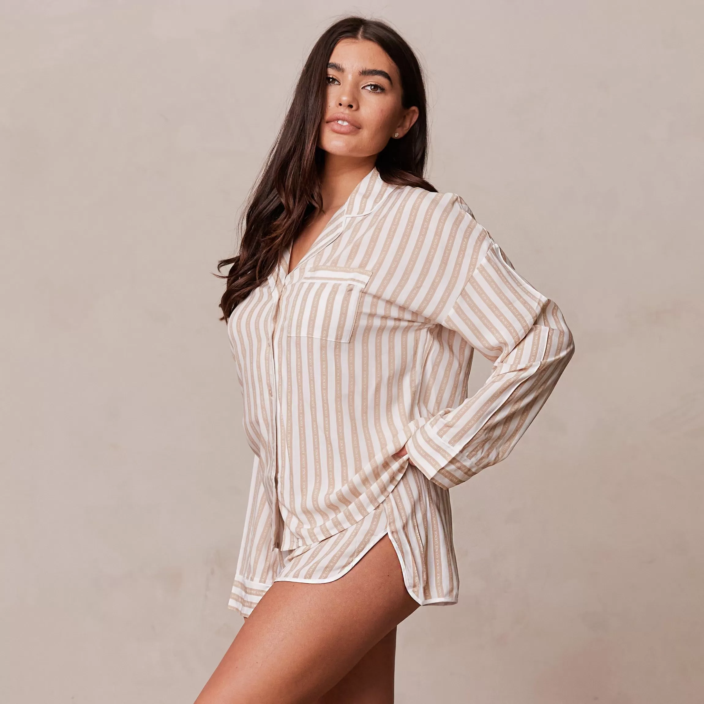 Kvinna Lounge Underwear Pinstripe Pyjama Topp