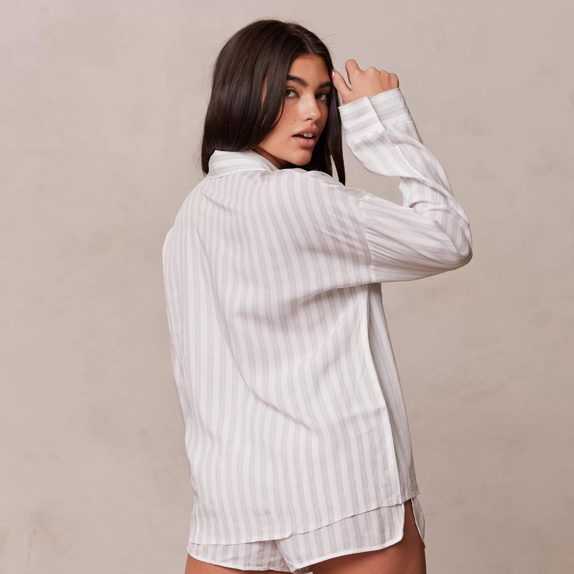 Kvinna Lounge Underwear Pinstripe Pyjama Topp Farg